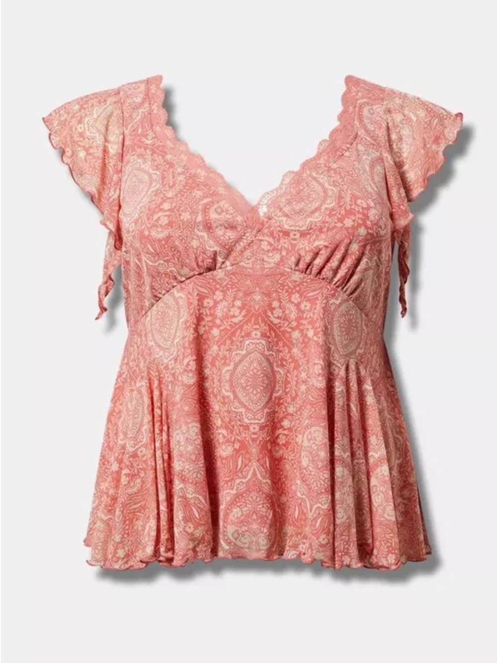 Torrid Women's Coral Paisley Sweetheart Fit & Flare Top